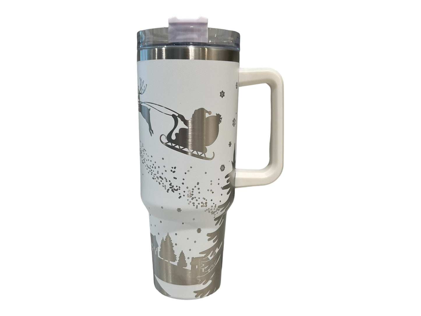 Santa and Reindeer Winter Scene Engraved on a 40 oz Tumbler