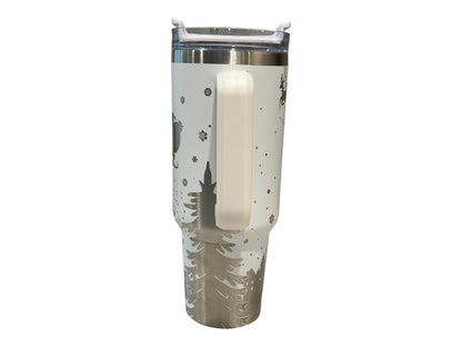 Santa and Reindeer Winter Scene Engraved on a 40 oz Tumbler